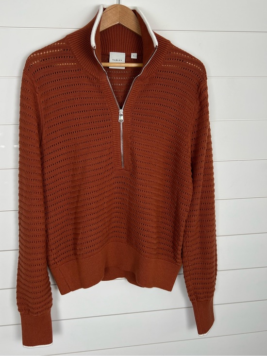 Varley Sweaters - Varley Women's Morwenna 1/2 Zip Knit Sweater Womens Large Rust Cotton